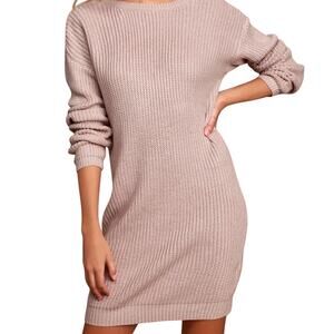 Lulus Bringing Sexy Back Mauve Backless Sweater Dress Size XS